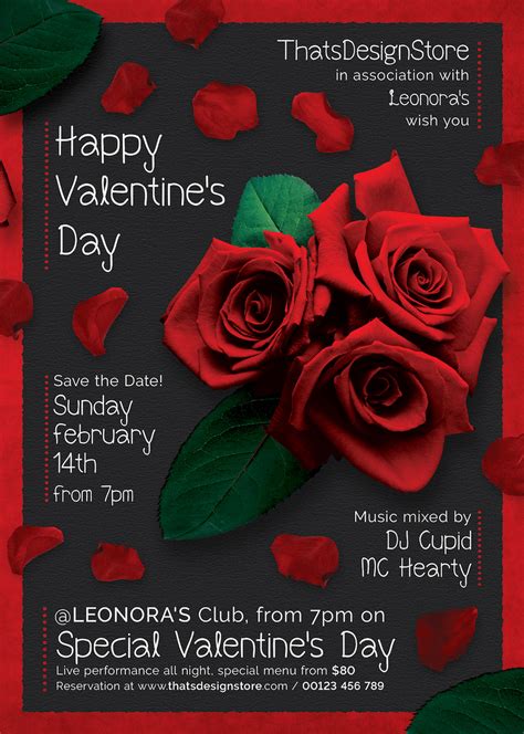 Valentines Day Flyer And Menu Template Psd Design For Photoshop