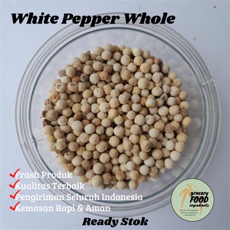 Jual White Pepper Whole Lada Putih Utuh Biji Merica Putih 100gr