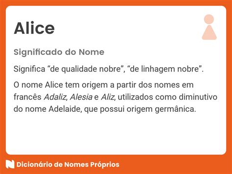 Significado Do Nome Alice Dicionário De Nomes Próprios