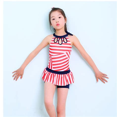 2018 Cute Striped Sailor Child Bikini Swimsuit Swimwear Bathing Suit