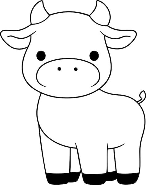Ilustração vetorial de vaca contorno preto e branco livro de colorir de vaca ou página para