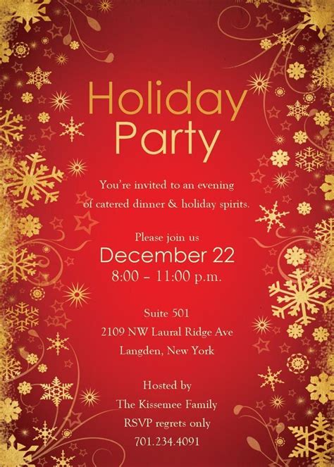Word Document Free Christmas Party Invitations Templates Holiday