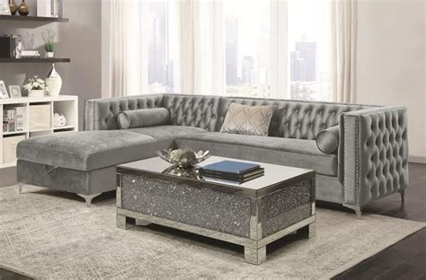 Silver Sectional Sofa Baci Living Room
