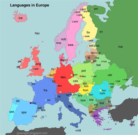 Prismaps Maps Of Europe Languages In Europe