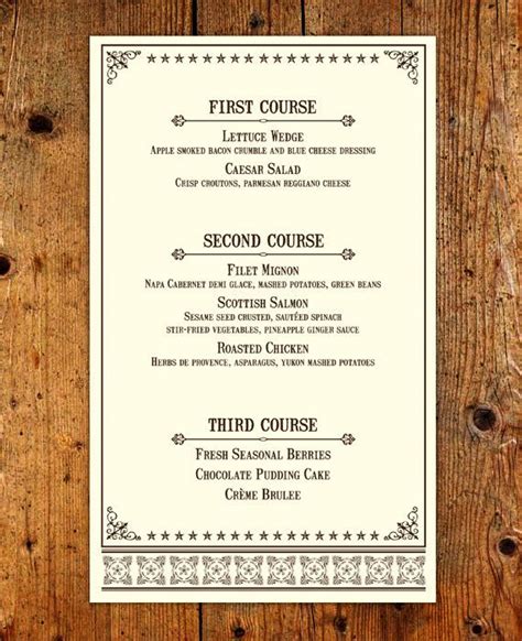 Burger house café offers fast food and a culture of either the west and malaysia. Western Rehearsal Dinner Menu - Customized Printable Menu ...