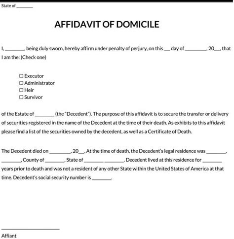 Affidavit Domicile Form Fill Out And Sign Printable Pdf Template