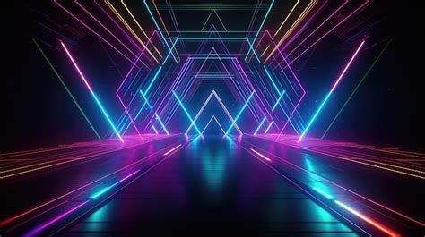 Premium Ai Image Abstract Futuristic Neon Light Background Stage Room