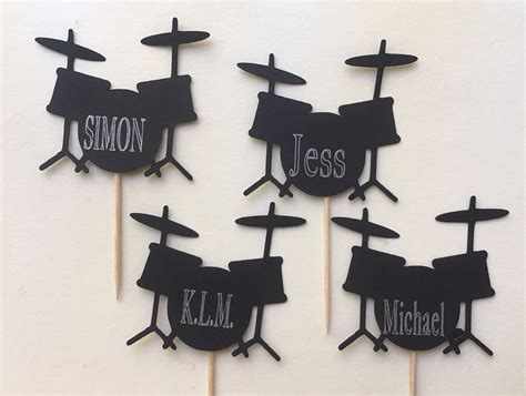 Personalized Drum Set Drums Party Birthday Cupcake Pick Etsy Drum