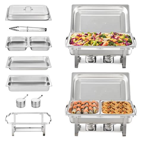 VEVOR 8 Qt Chafing Dish Buffet Set Stainless Chafer With 2 Full 4