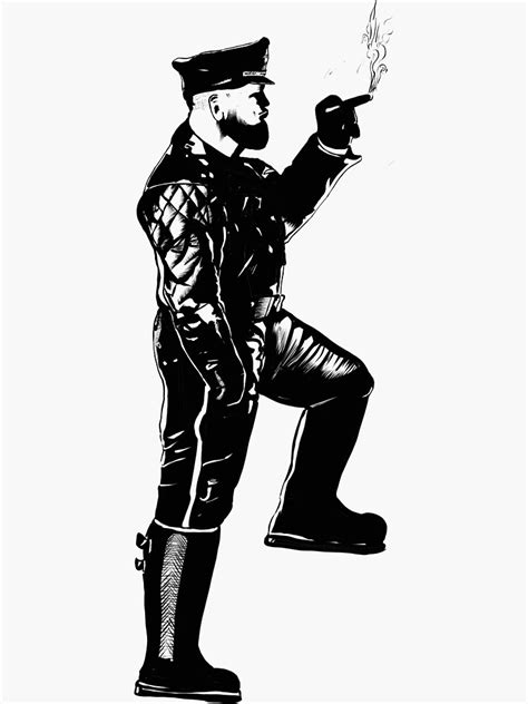 Leather Man Bandw Sticker For Sale By Stephenhanrahan Redbubble