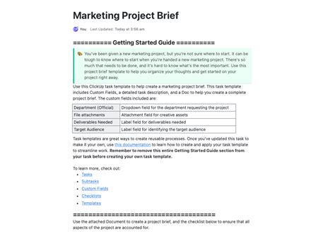 10 Free Project Brief Templates In Word And Clickup Docs