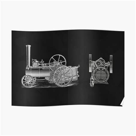 Vintage Steam Engine Illustration Poster For Sale By Vilemslanar
