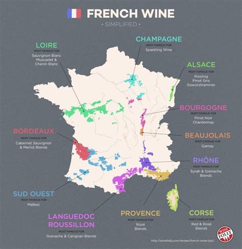 Carte des régions viticoles de France Minions