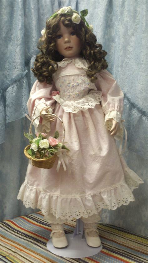 Vintage Large 29 Inch Porcelain Flower Girl Doll With Stand Etsy