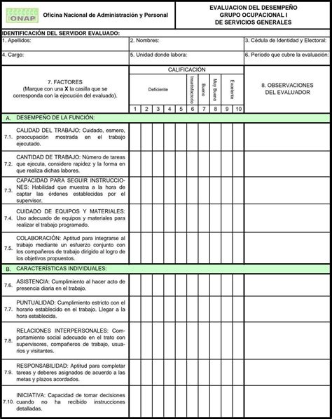 Formularios De Evaluacion Del Desempeno Evaluación De Desempeño