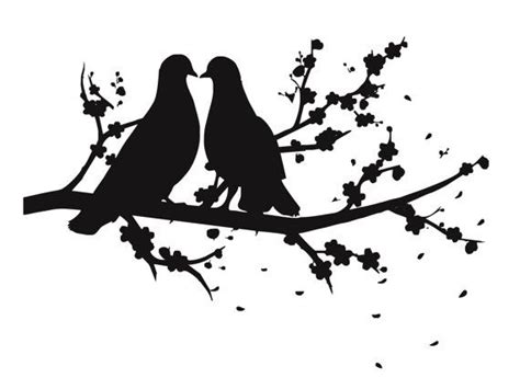 Download birds kissing wall decals birds on a tree branch by ...