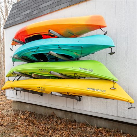 Outdoor Kayak Storage Rack Wall Mount Holds Up To 4 Kayaks