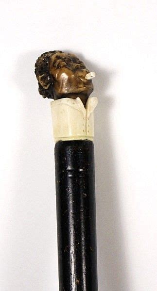 African American Ivory Head Ebonized Cane Late 19th Early