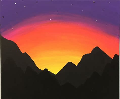 Paint A Mountain Sunset For Beginners Картины гор Расписанный
