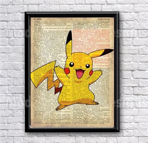 Pikachu Typography Text Art Word Art Pokemon 5x7 8x10 16x12