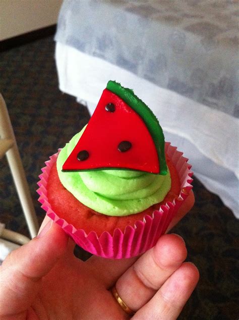 Watermelon Cupcakes Butter Cake With Red Food Gel And Choc Chips