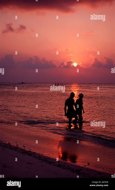 Tourists On The Beach Malediven Maldives Islands Stock Photo Alamy