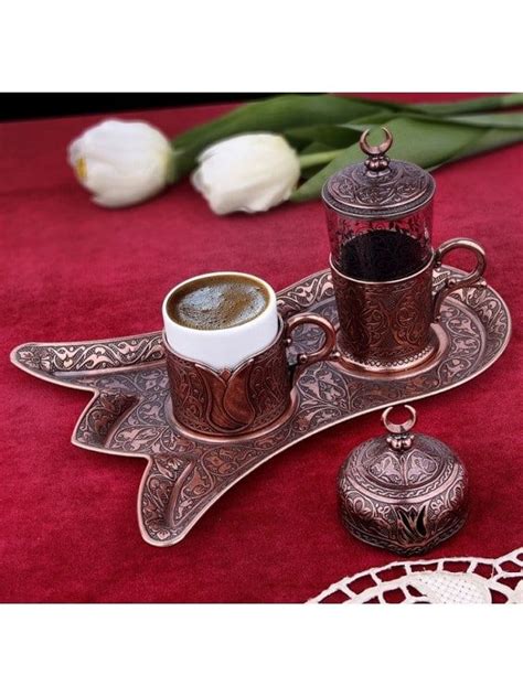 Buy Ottoman Tulip Coffee Set For One Copper Colour Grand Bazaar