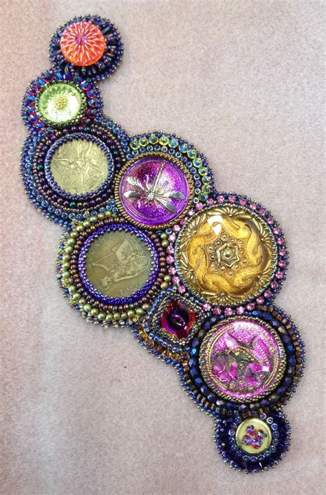 Original Bead Embroidered Bracelet By Jewelry Artist Merrell Hickey