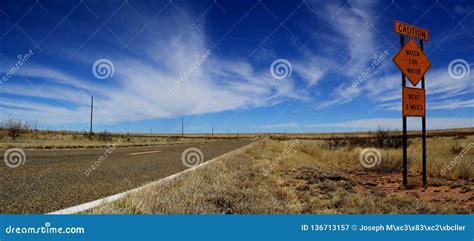 Endless Road In The Desert Usa Highway Panoramic Shot Stock Image