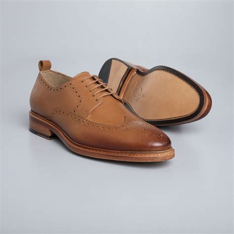Goodyear Welted Tan Leather Wingtip Derby Shoes