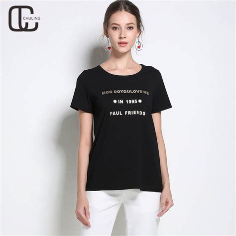 Buy Summer Womens Black Elastic Cotton Casual Letters