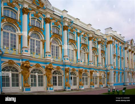 The Catherine Palace Is A Rococo Palace In Tsarskoye Selo South Of St