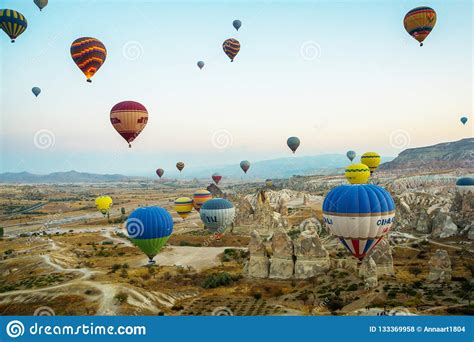 Goreme Turkey Colorful Hot Air Balloons Fly Over