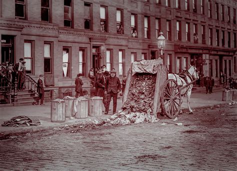 Nyc Garbage Collectors Strike 1911 Horse Drawn Garbage Cart Dumped On
