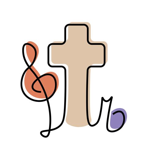 Cross And Music Note And Treble Clef In Linear In Color 21054890 Vector