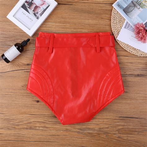 Latex Leather Panties Womens Wetlook Booty Shorts Zipper Mini Hot Pants