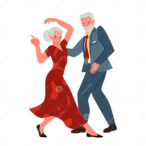 Old Couple Dancing To Music Together Man In Formal Suit And Woman In