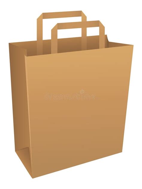 Brown Paper Big Bags With Handles Template Mock Up Design Isolated On