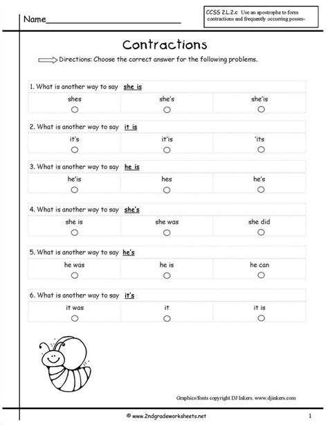 Contractions Worksheet 2nd Grade Free Contractions Worksheets And