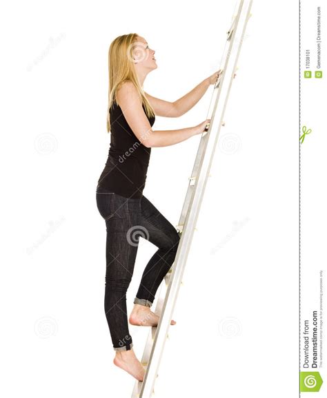 Woman Climbing Up The Ladder Stock Image Image 17038101