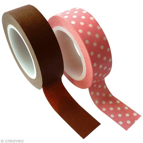 masking tape pw chocolat rose à pois 2 rouleaux assortiment de masking tape creavea