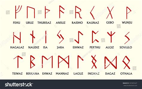 Set Old Norse Scandinavian Runes Runic Stock Vector Royalty Free