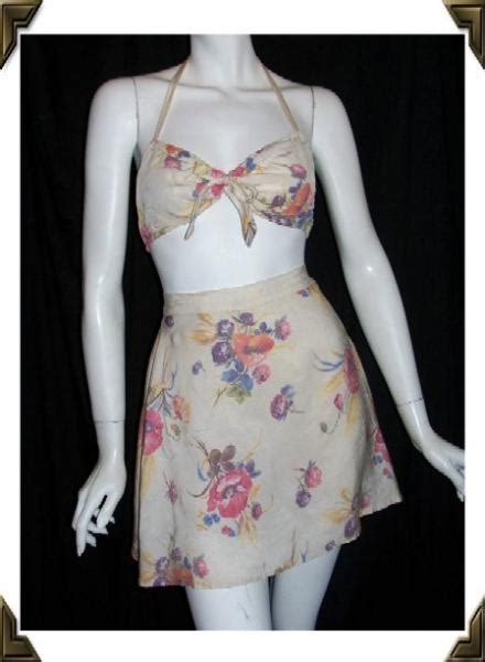 Vintage 40s Bathing Suit Swim Suit Halter Skirt 34 26 Item
