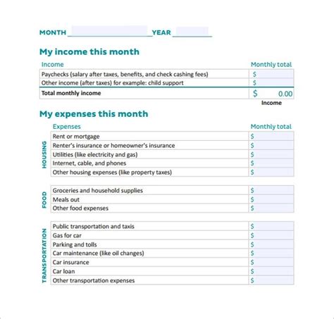 Calculate Monthly Expenses Worksheet Free Sample Monthly Expenses
