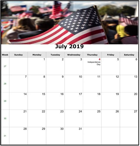 July 2019 Usa Bank Holidays Calendar Holiday Calendar Holiday