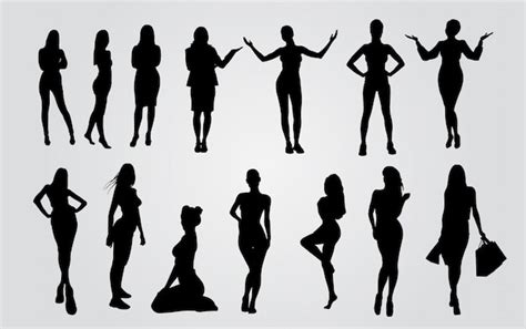 Vector Silhouettes Of Ladys Sexy Women Silhouettes Premium Vector