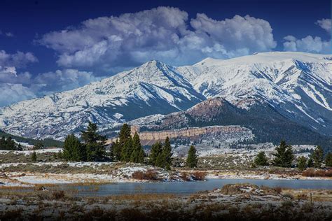 Yellowstone Mountains With Lake In Winter Scenic Photograph By Randall
