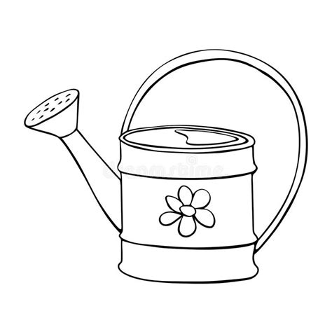 watering can in hand drawn doodle style isolated on white background vector outline