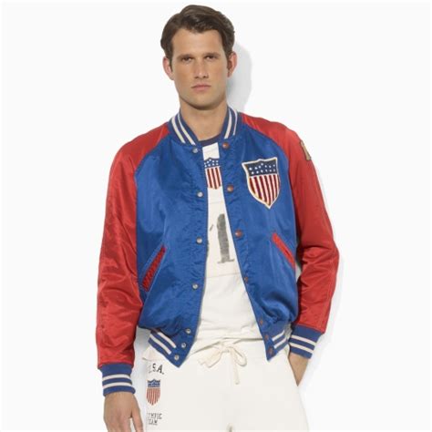 Last chenille patches on both chest with painted Lyst - Polo ralph lauren Team USA Satin Varsity Jacket in ...
