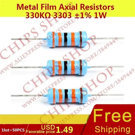 1lot50pcs Metal Film Axial Resistors 330kohm 3303 1 1w 330000ohm